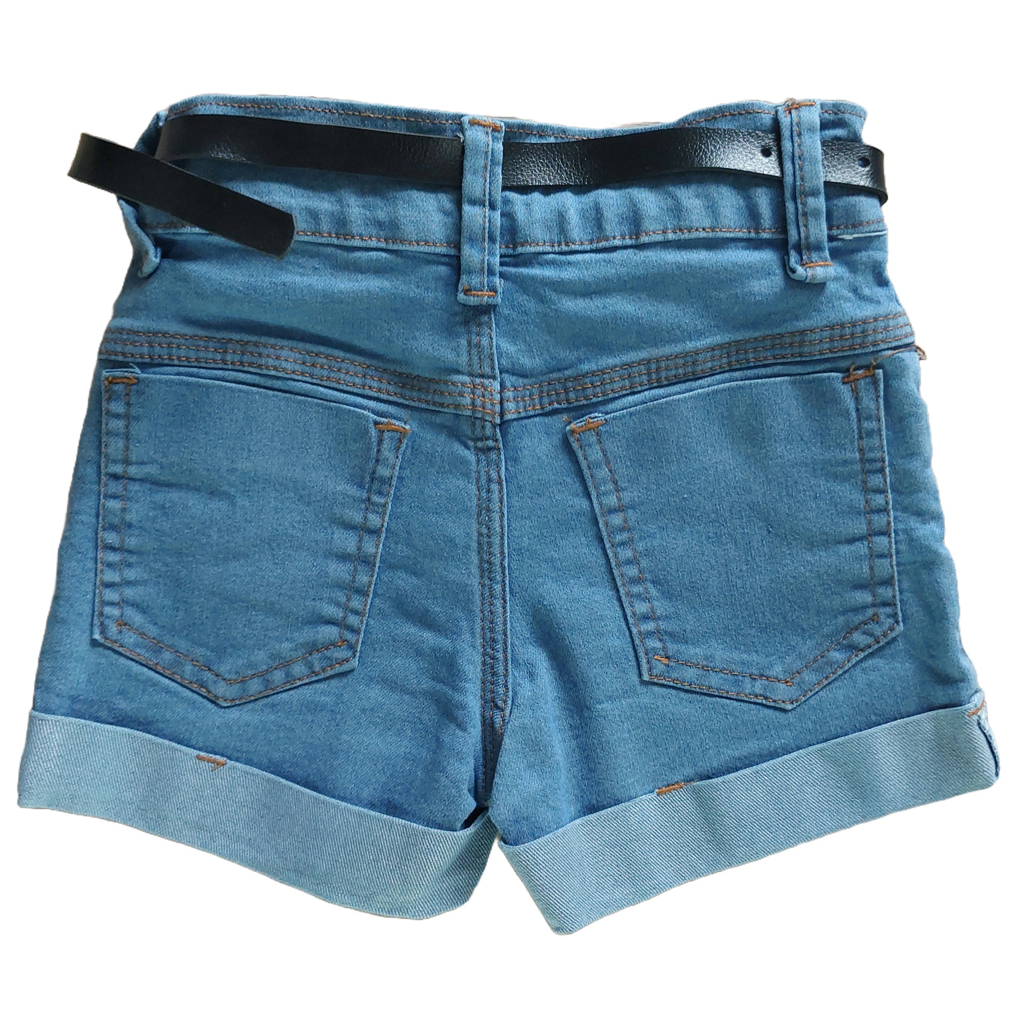 Short Jeans Infantil Com Cinto De Couro Meninas Bloguerinhas (Atacado)