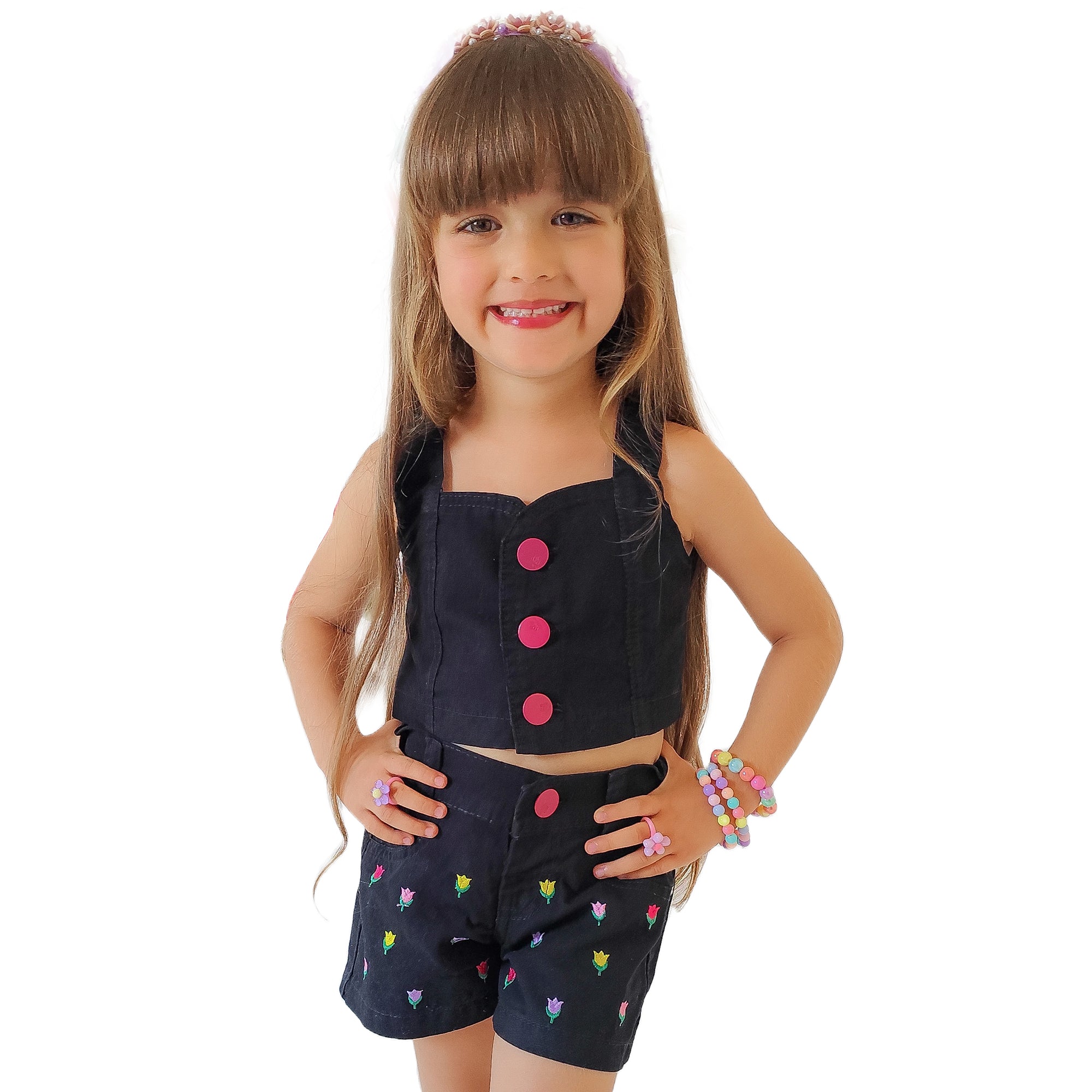 Conjunto Short & Cropped Sarja Garotas Menina Bloguerinhas (Atacado)