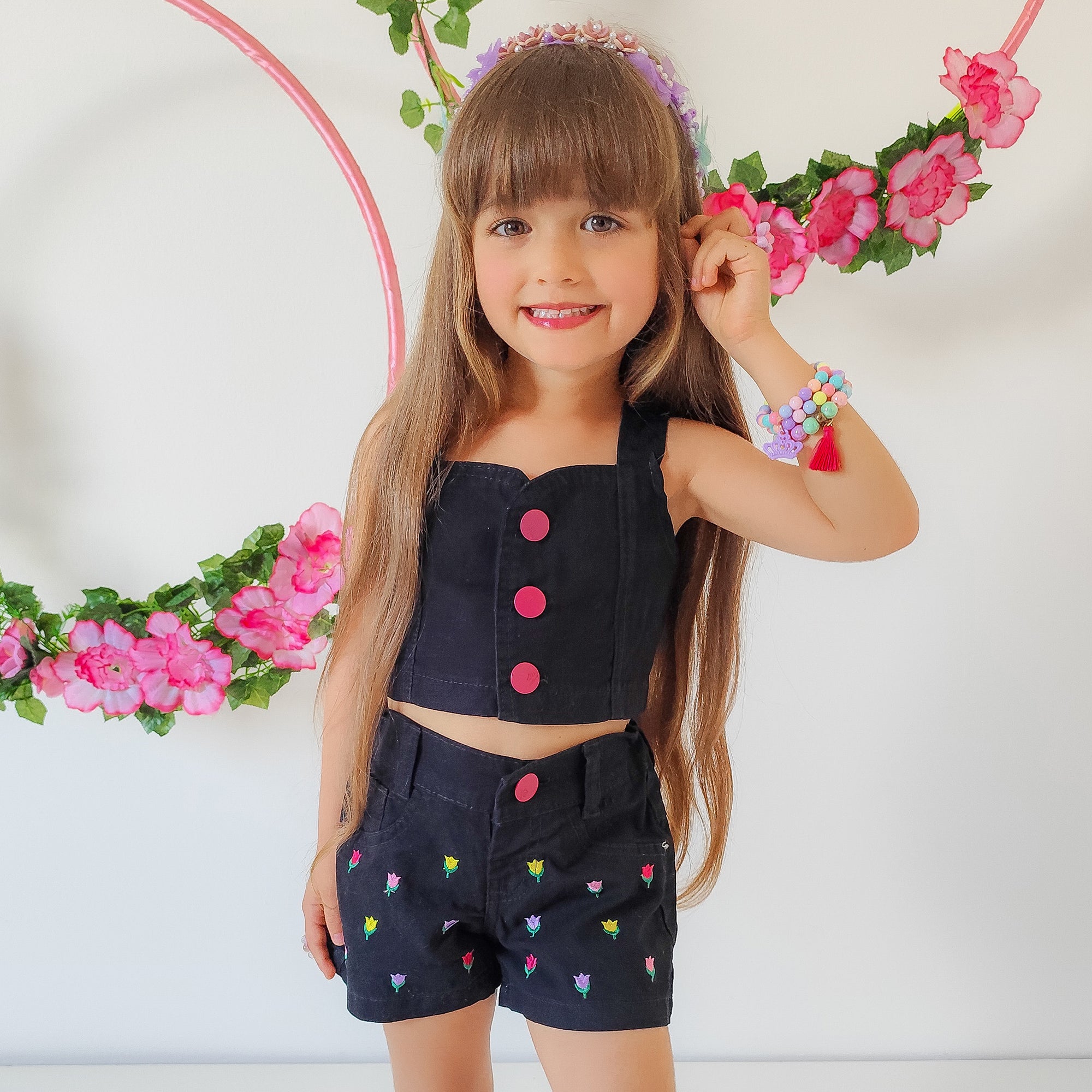 Conjunto Short & Cropped Sarja Garotas Menina Bloguerinhas (Atacado)