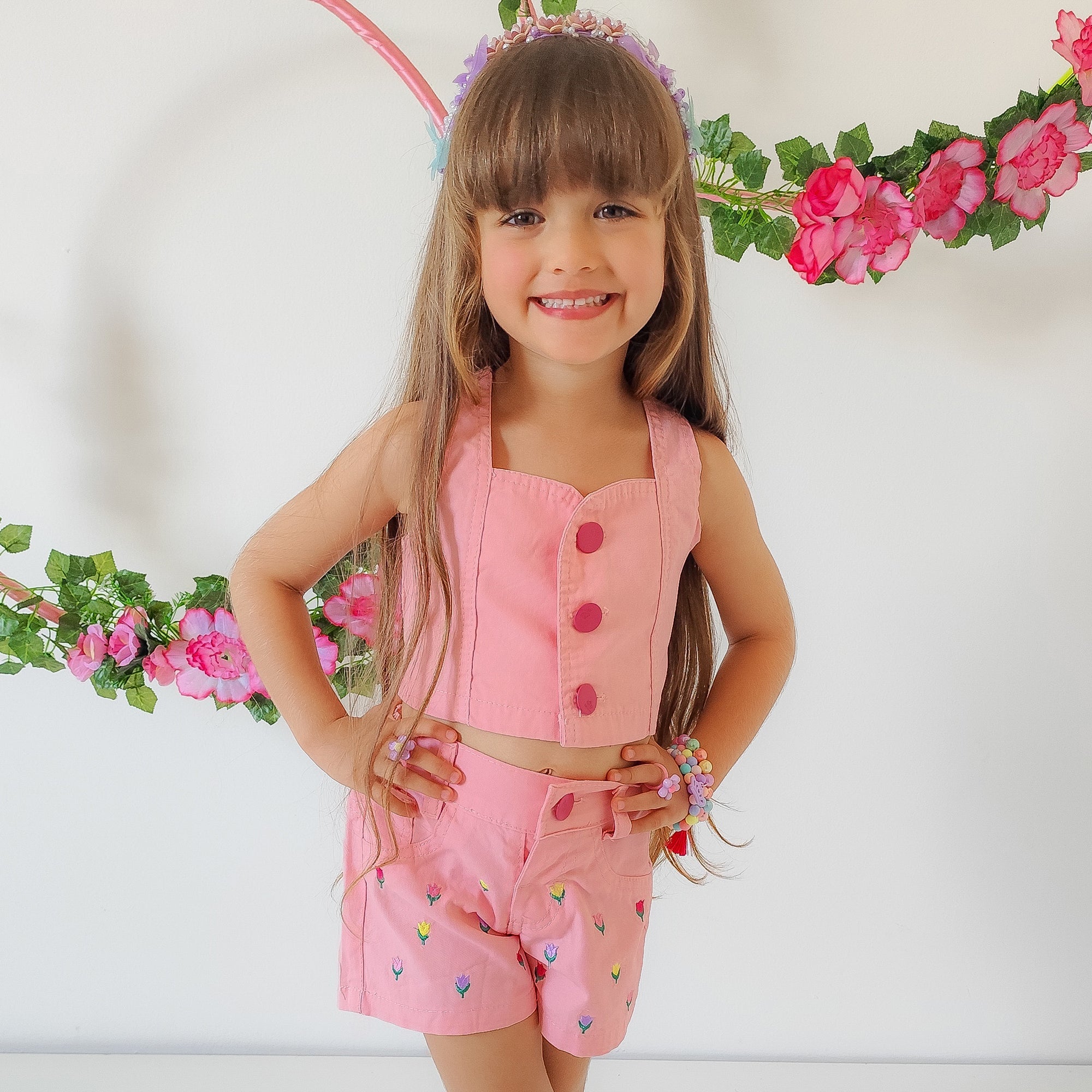 Conjunto Short & Cropped Sarja Garotas Menina Bloguerinhas (Atacado)