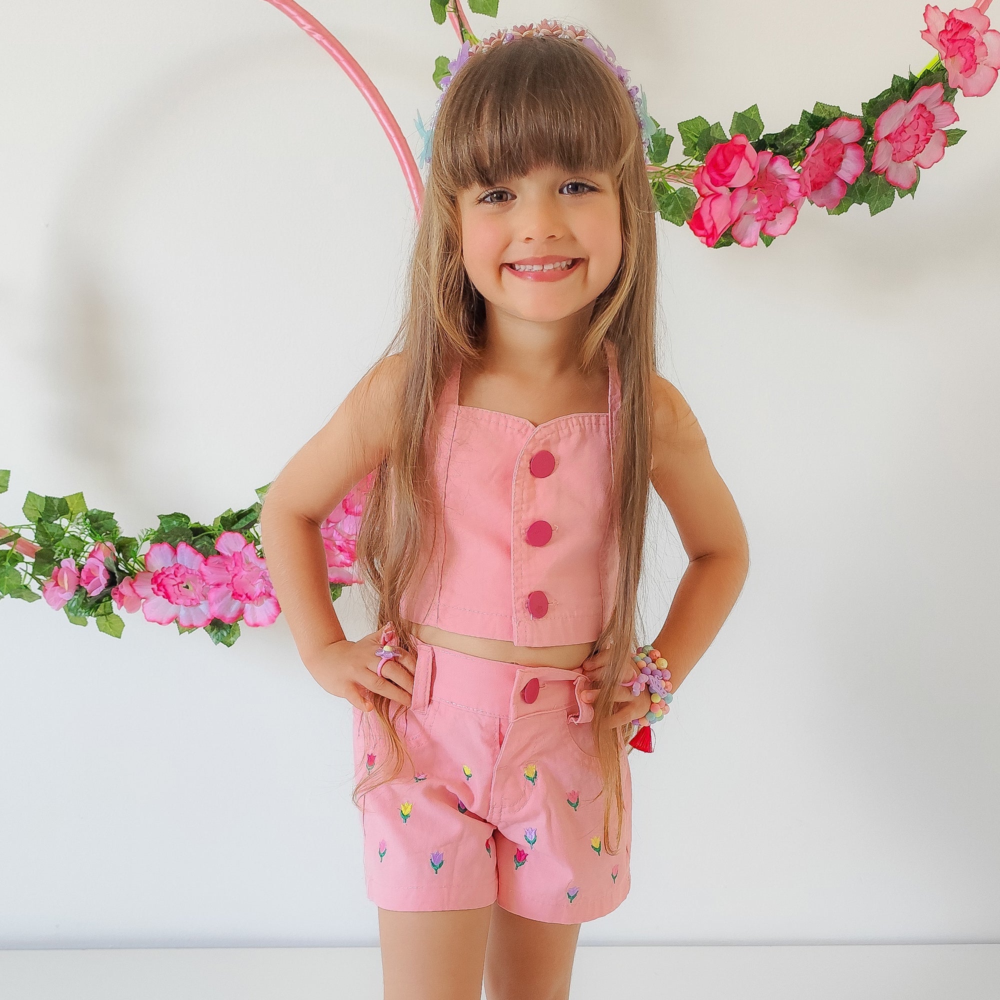 Conjunto Short & Cropped Sarja Garotas Menina Bloguerinhas (Atacado)