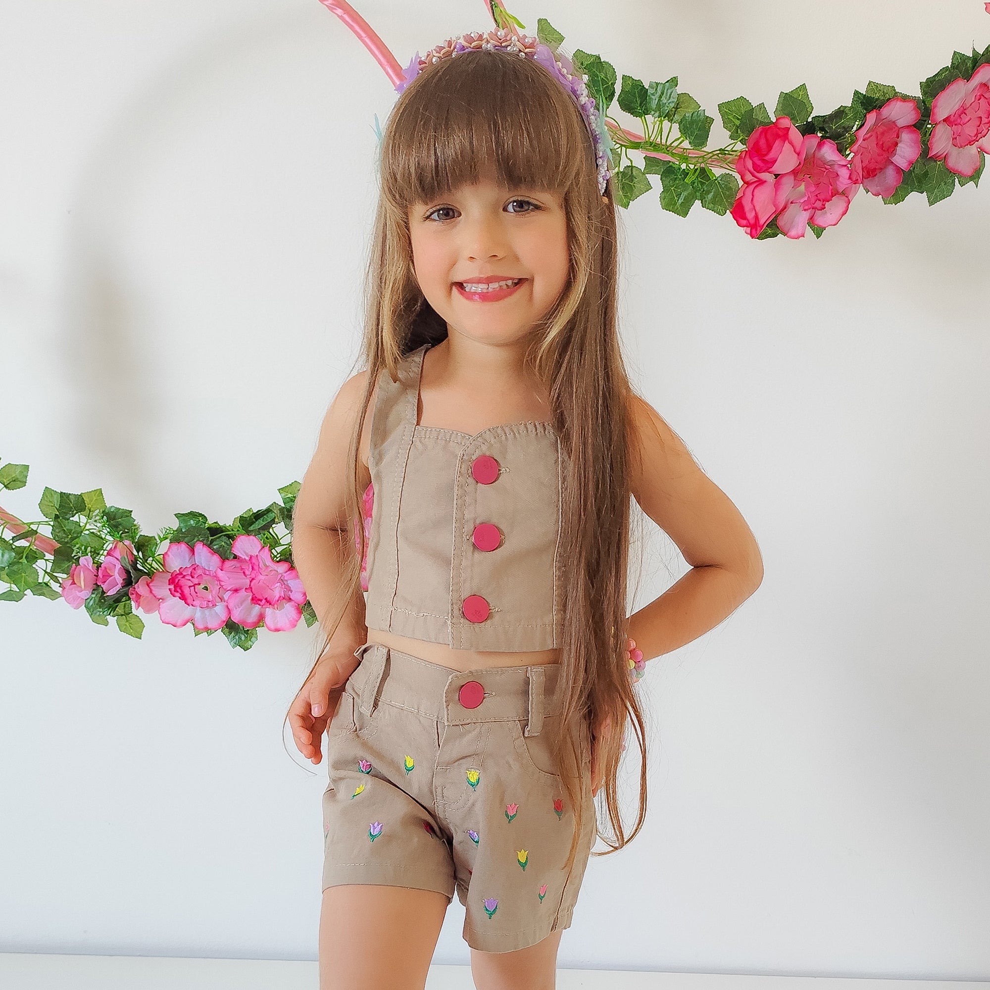 Conjunto Short & Cropped Sarja Garotas Menina Bloguerinhas (Atacado)