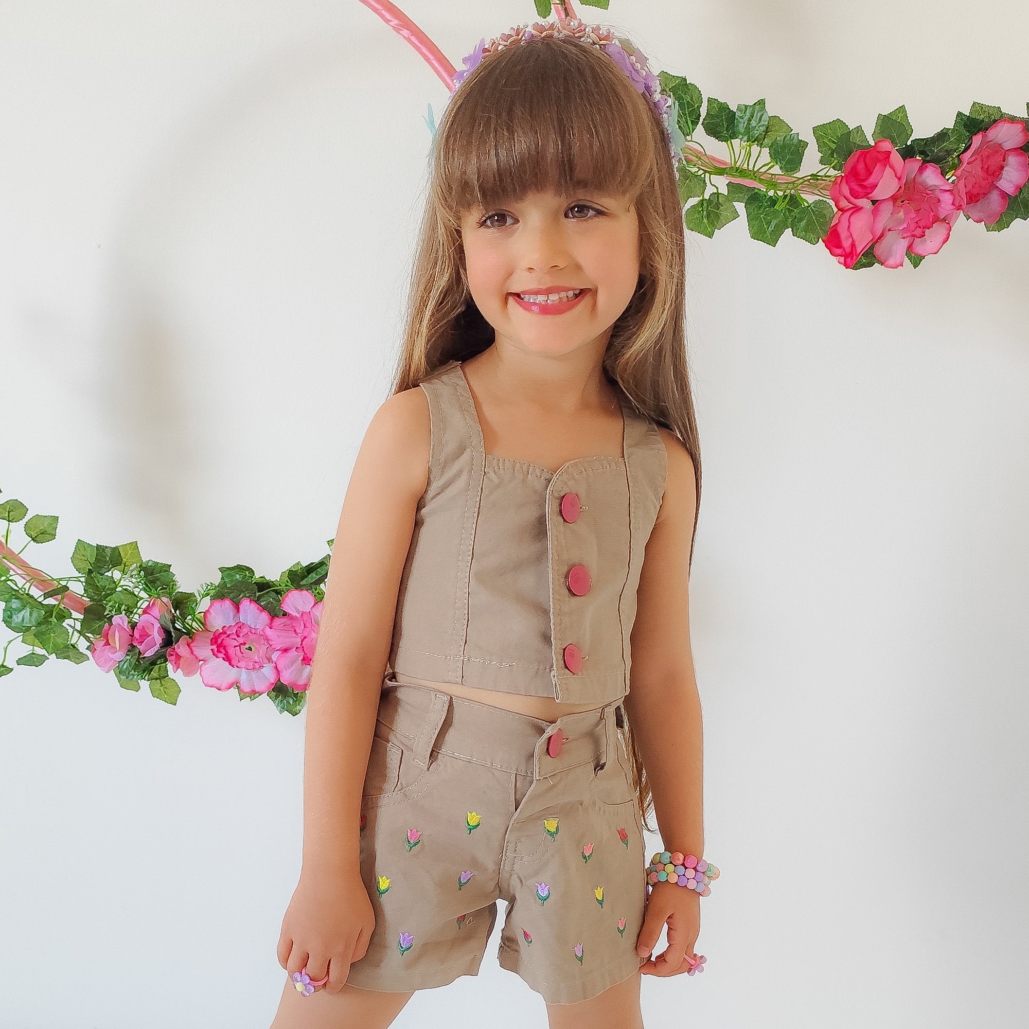 Conjunto Short & Cropped Sarja Garotas Menina Bloguerinhas (Atacado)