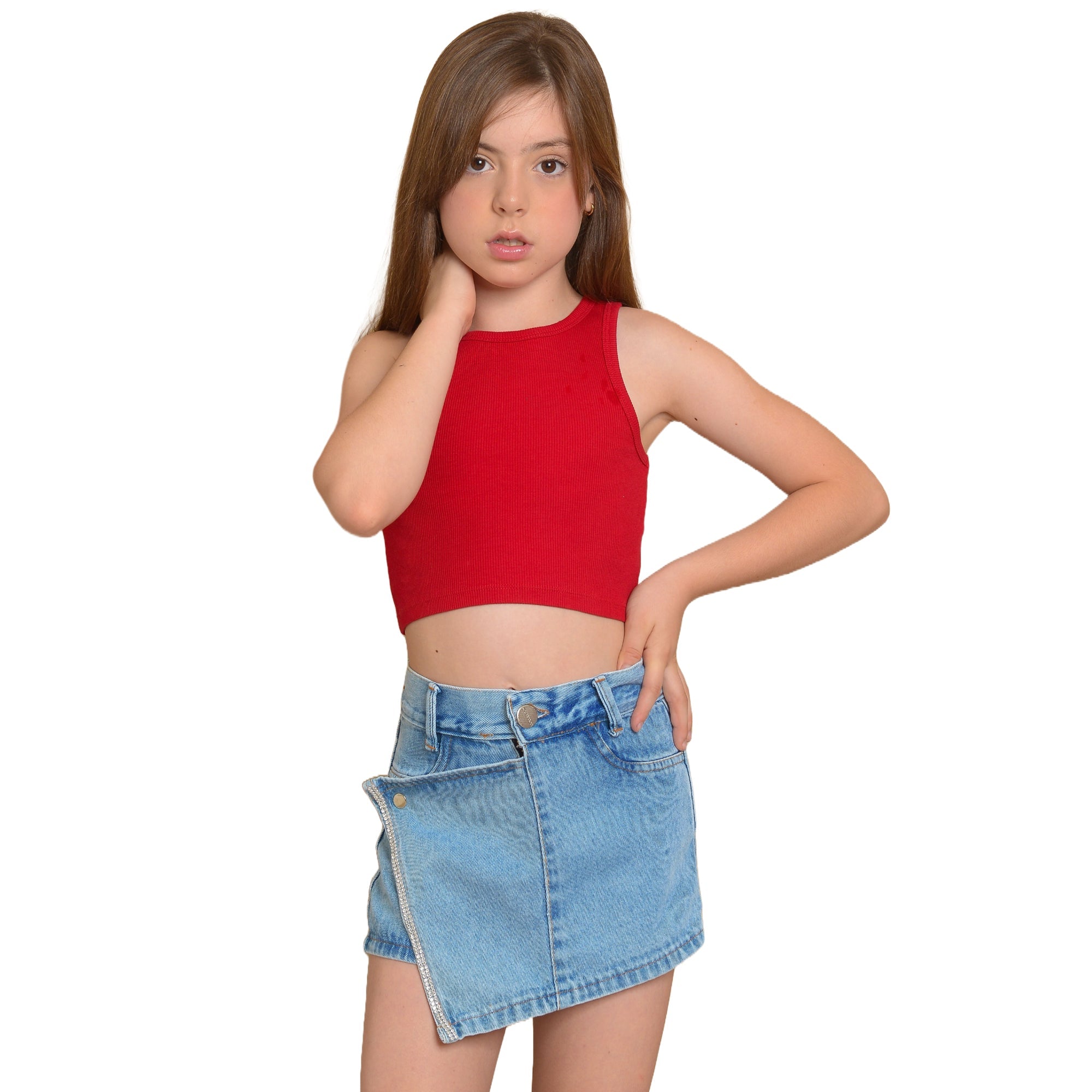 Short Saia Jeans Juvenil Meninas Garotas Bloguerinhas Divas (Atacado)