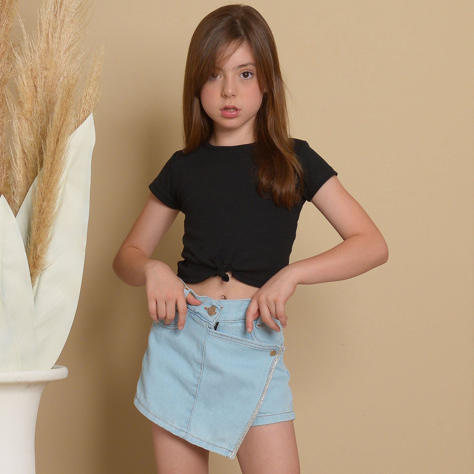 Short Saia Jeans Juvenil Meninas Garotas Bloguerinhas Divas (Atacado)