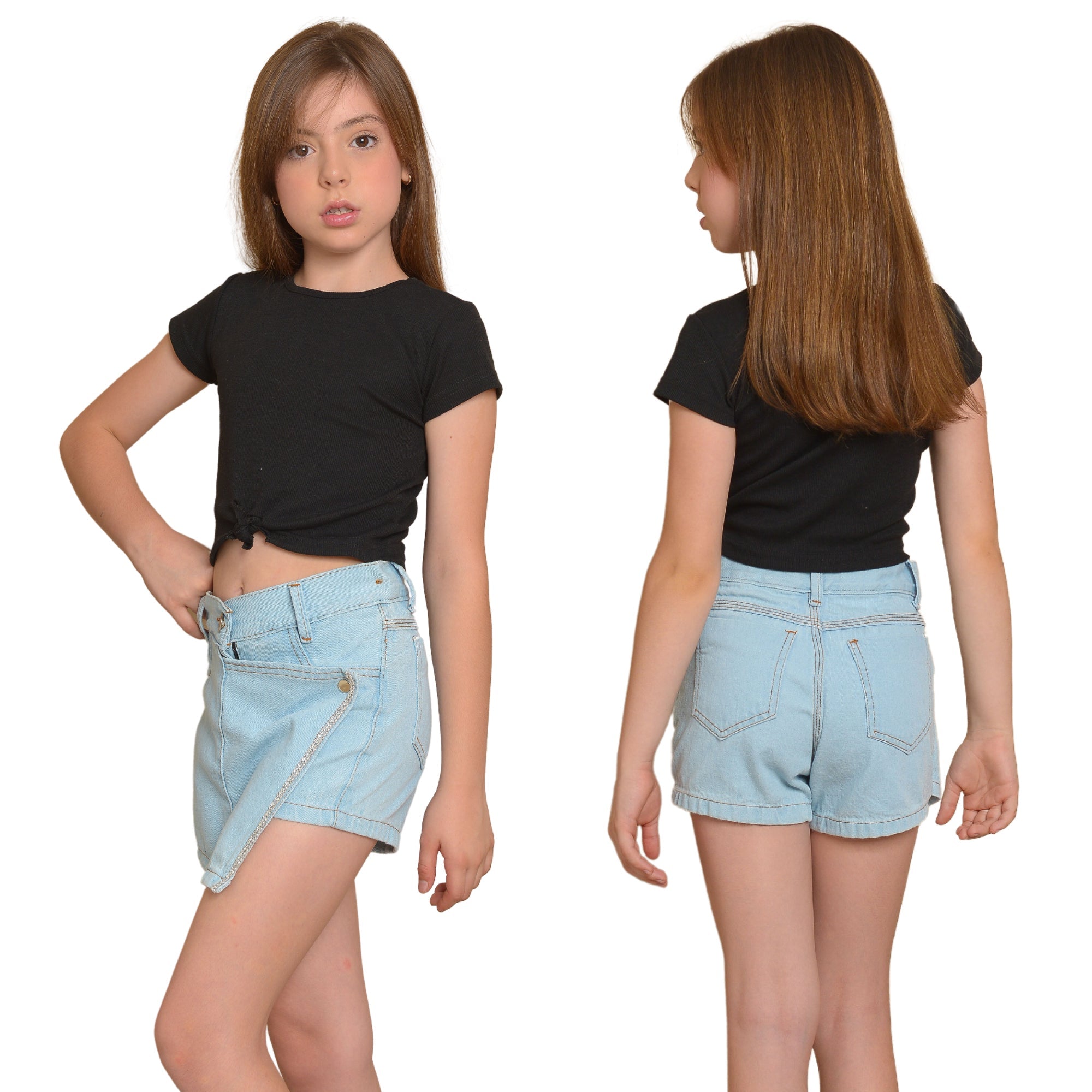 Short Saia Jeans Juvenil Meninas Garotas Bloguerinhas Divas (Atacado)