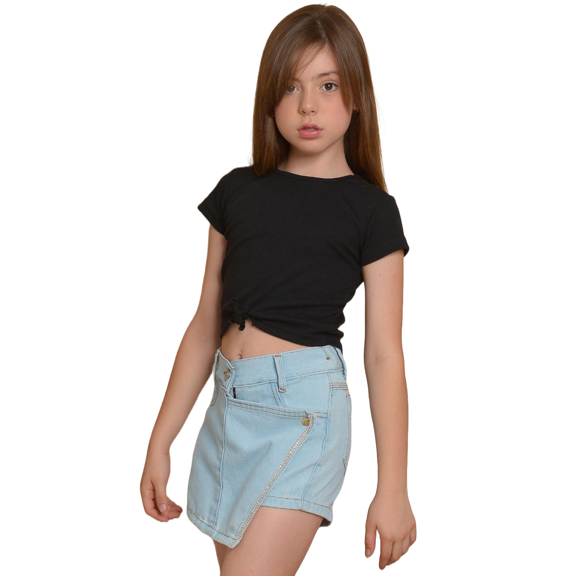 Short Saia Jeans Juvenil Meninas Garotas Bloguerinhas Divas (Atacado)