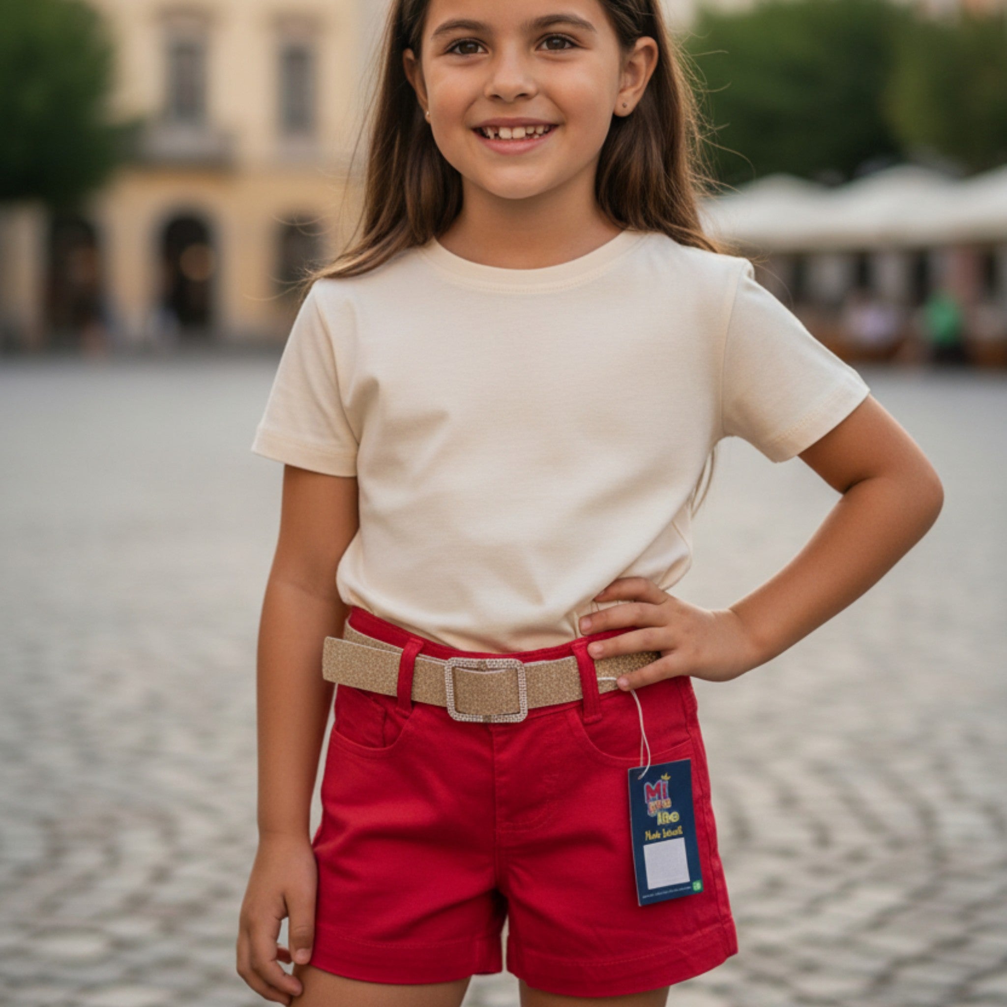 Short Jeans Infantil Com Cinto De Brilho Meninas