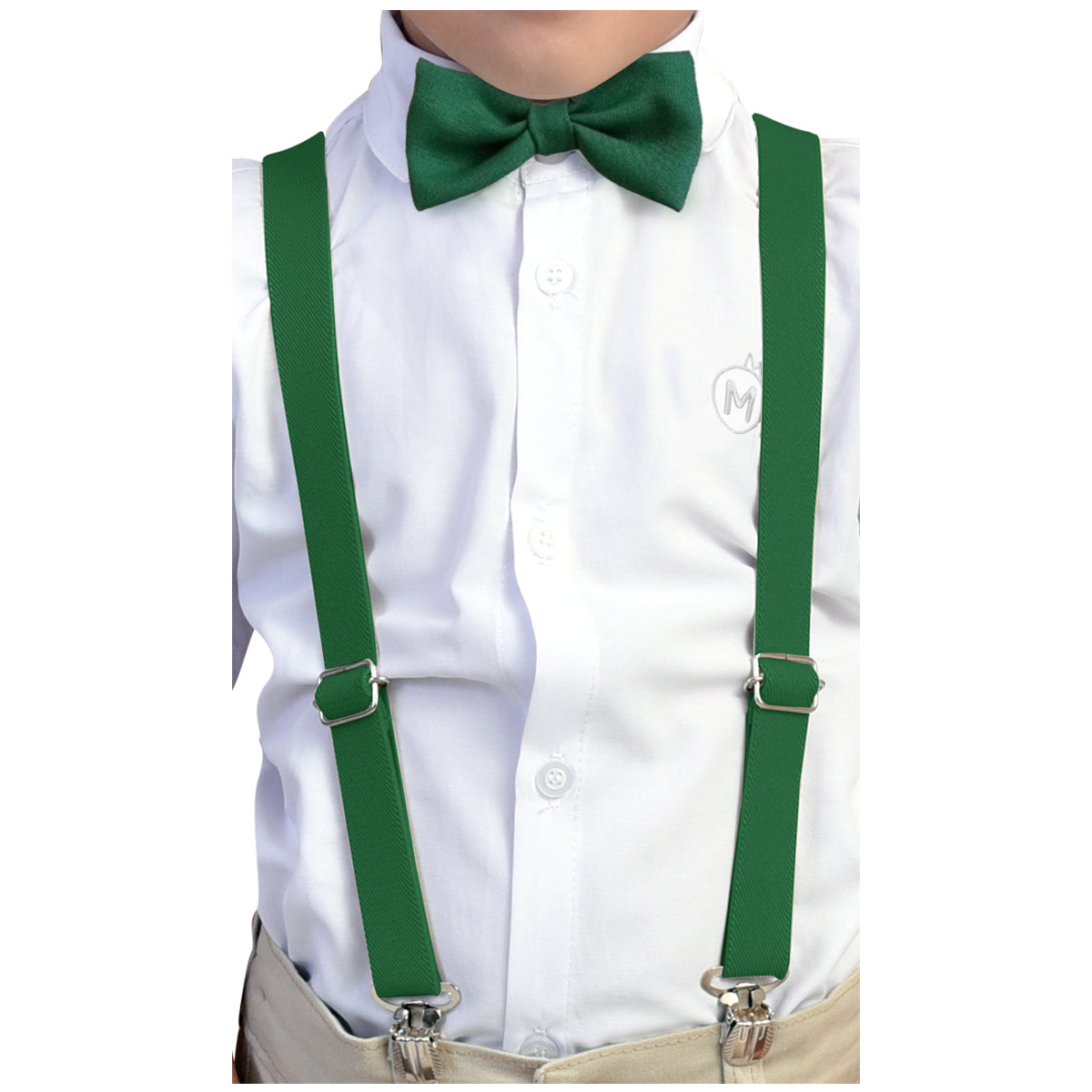 Kit Gravata Borboleta e Suspensório Juvenil Tons de Verdes
