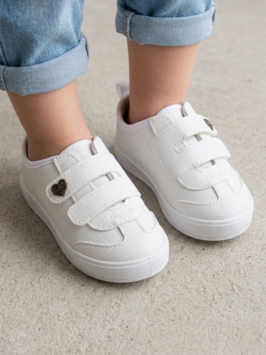 Tênis Infantil Branco com Velcro: Estilo e Facilidade para os Pequenos