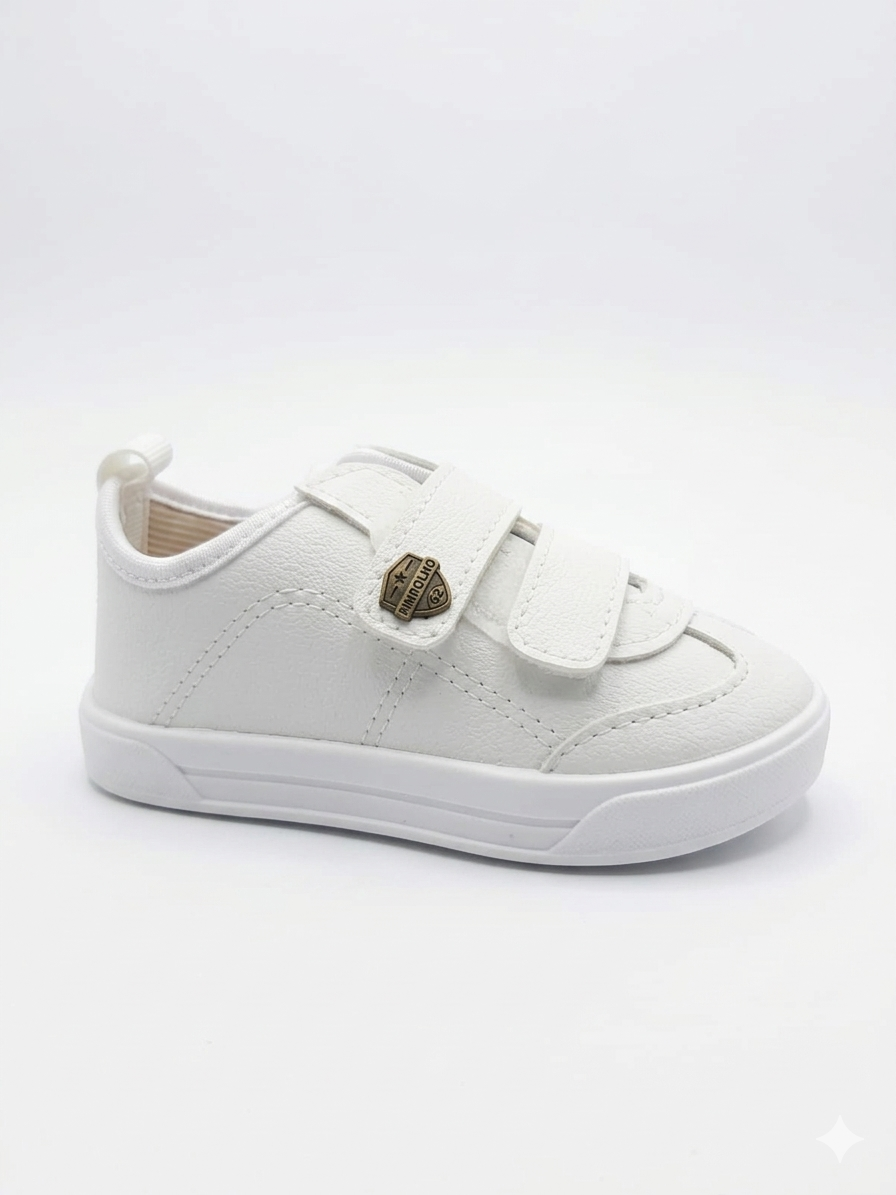 Tênis Infantil Branco com Velcro: Estilo e Facilidade para os Pequenos