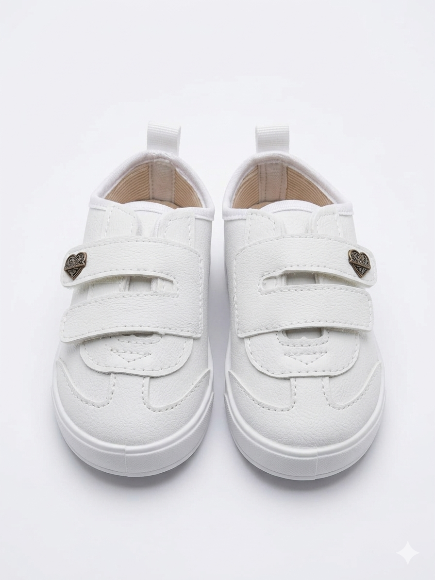 Tênis Infantil Branco com Velcro: Estilo e Facilidade para os Pequenos