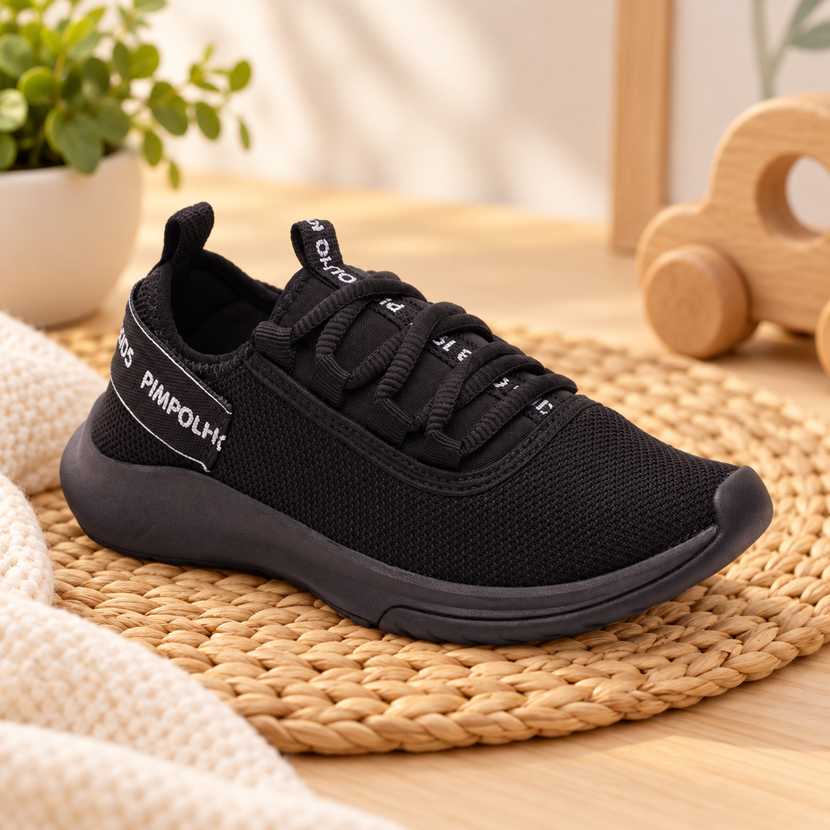 Tenis Preto com Cadarço Pimpolho