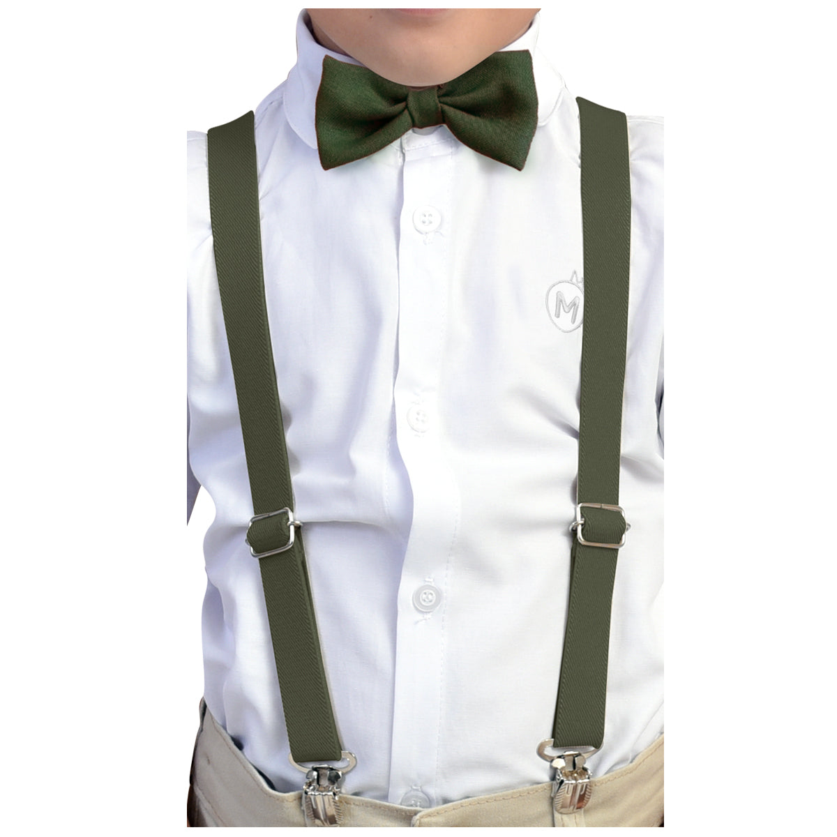 Kit Gravata Borboleta e Suspensório Juvenil Tons de Verdes