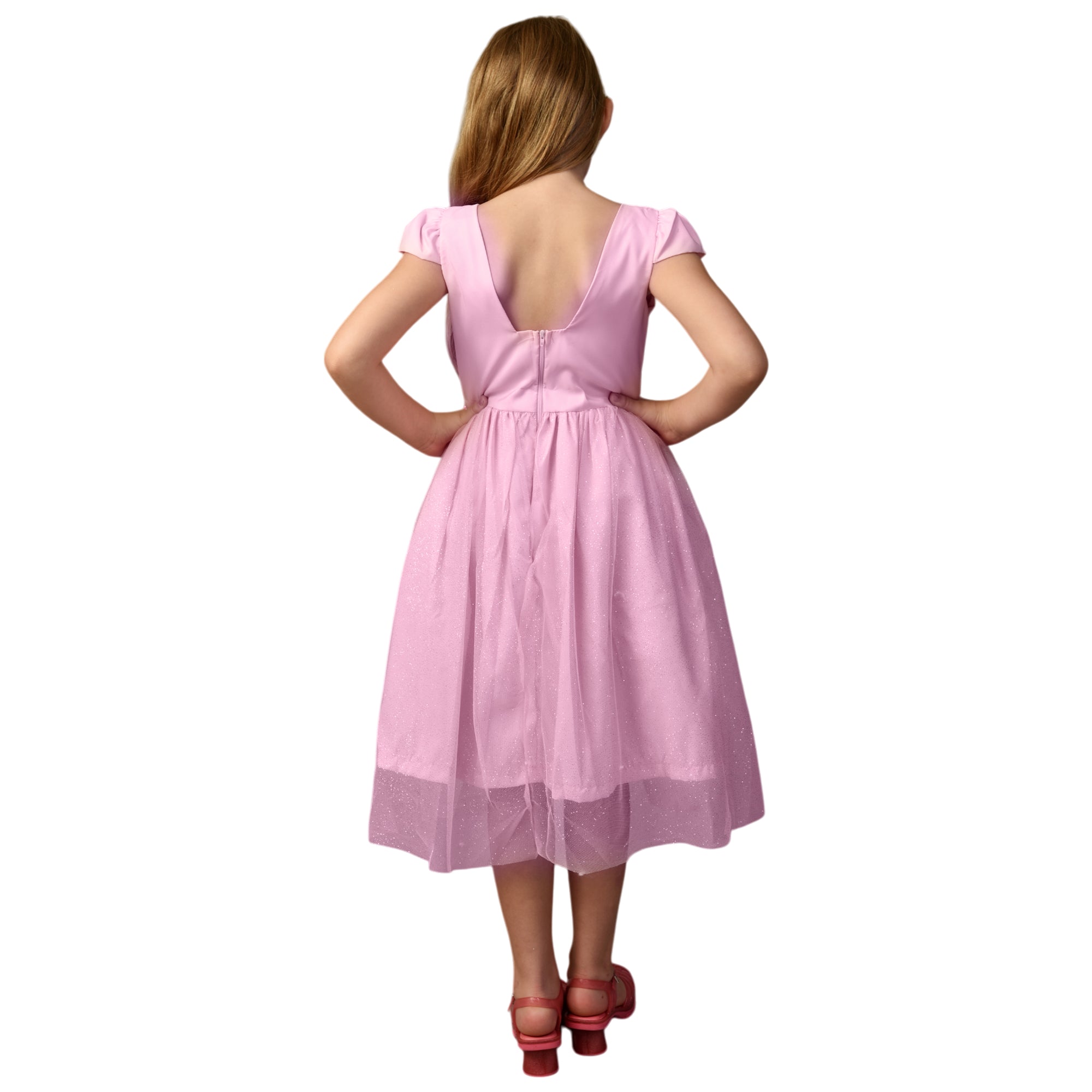 Vestido Meninas Daminha Rosa Infantil Debutante com Laços Premium 2 ao 12 anos (Atacado)