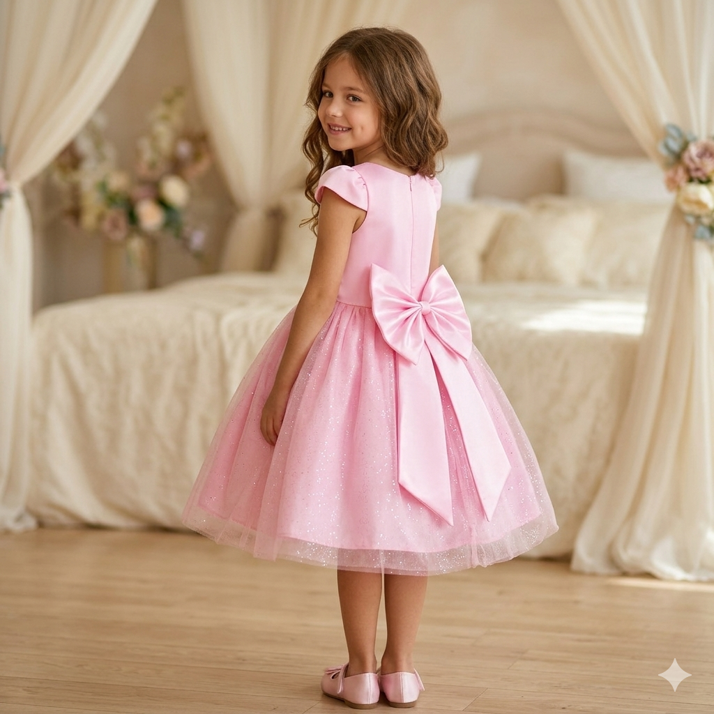 Vestido Daminha Infantil Debutante com Laços Premium Várias Cores  2 a 12 anos