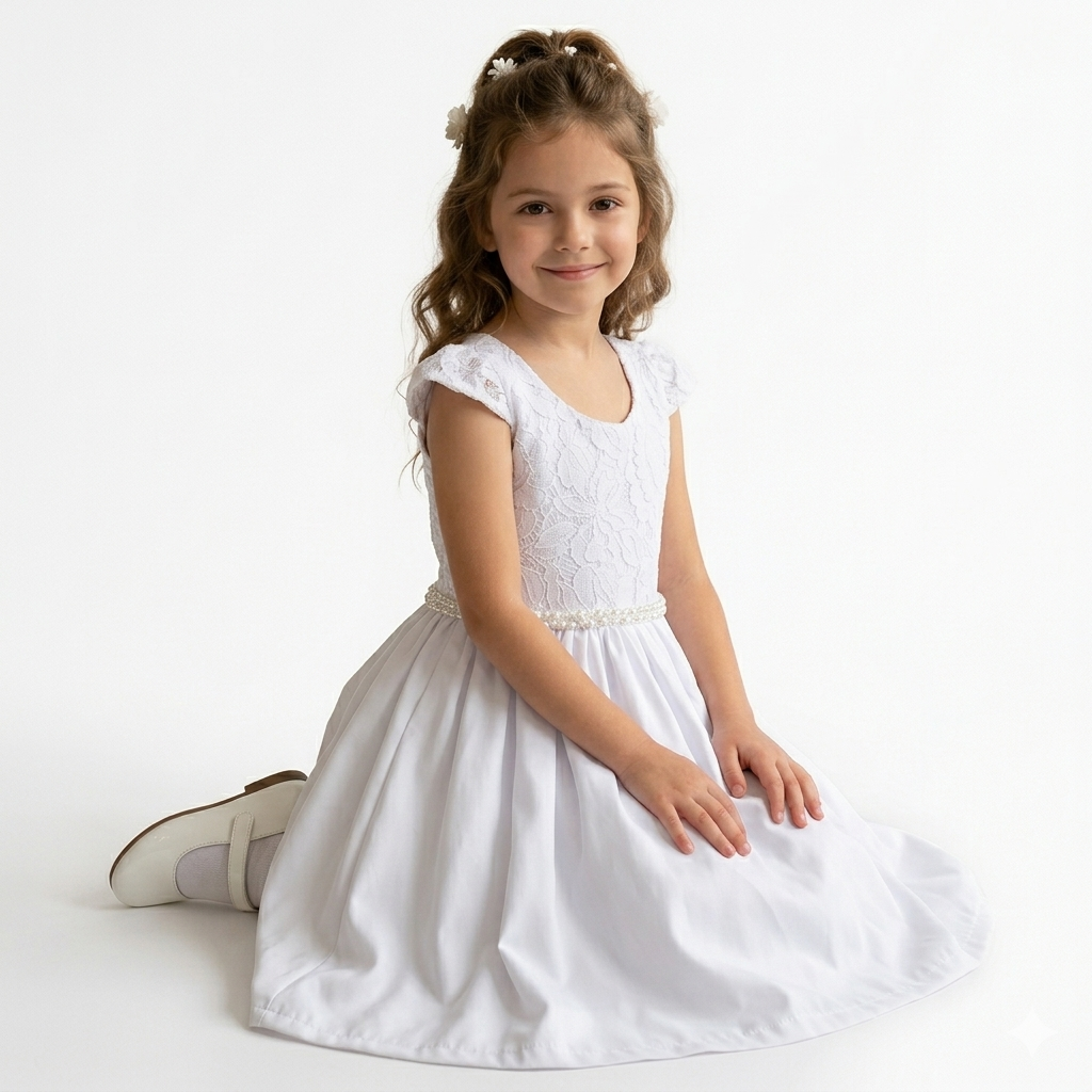 Vestido Meninas Daminha Branco Infantil Debutante com Laços Premium