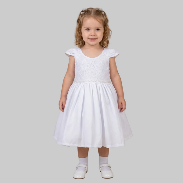 Vestido Meninas Daminha Branco Infantil Debutante com Laços Premium