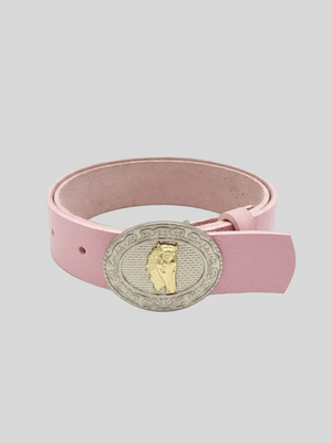 Cinto Country Rosa Feminino com Fivela Oval de Cavalo - Estilo Cowgirl - Infantil
