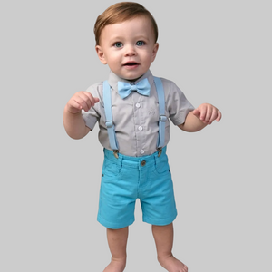 Conjunto temático Baby Shark Camisa Manga curta Bermuda 1 ao 8 anos