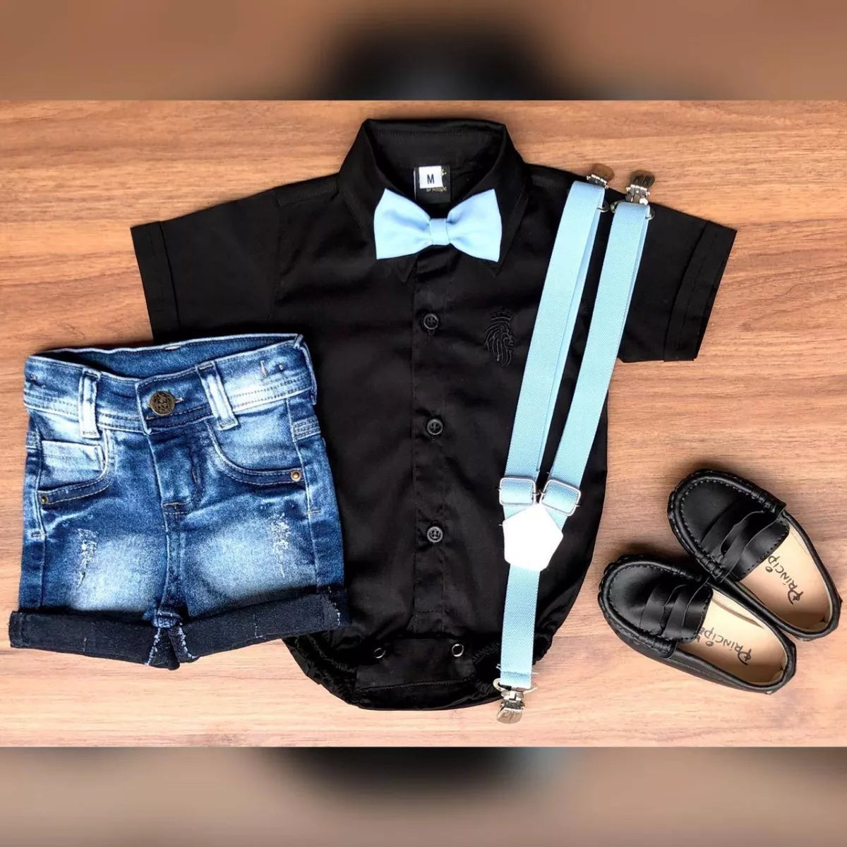 Conjunto Com Sapato Menino Infantil Verão - Manga Curta Antialérgico (Atacado)