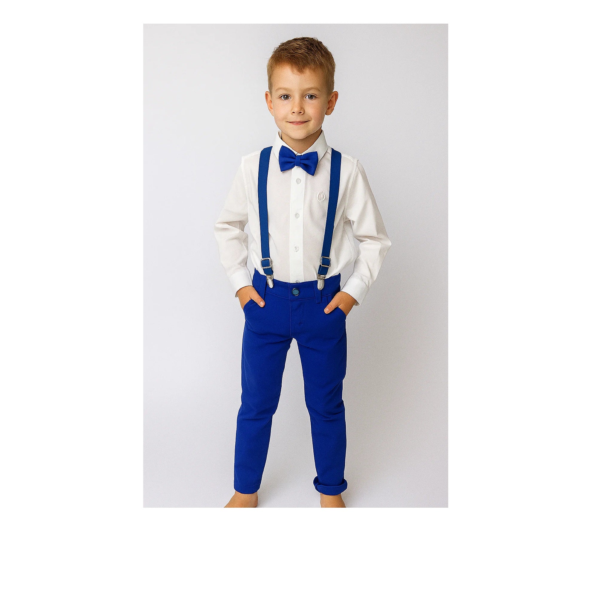 Conjunto  Manga longa Azul Royal Apresentação 1 ao 12 anos