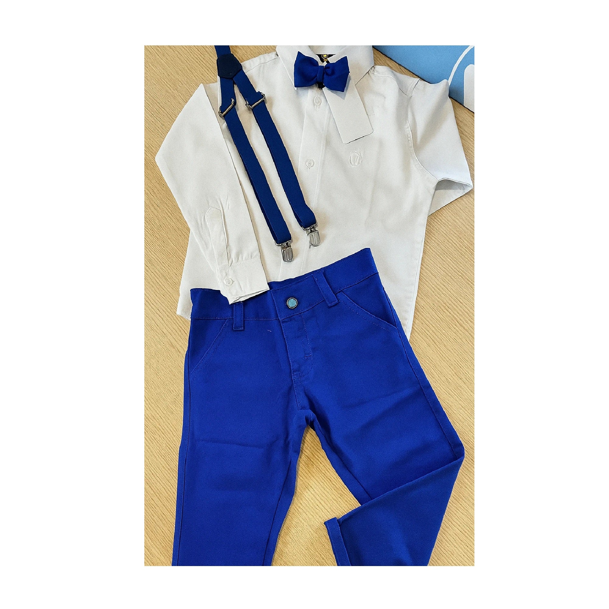 Conjunto  Manga longa Azul Royal Apresentação 1 ao 12 anos