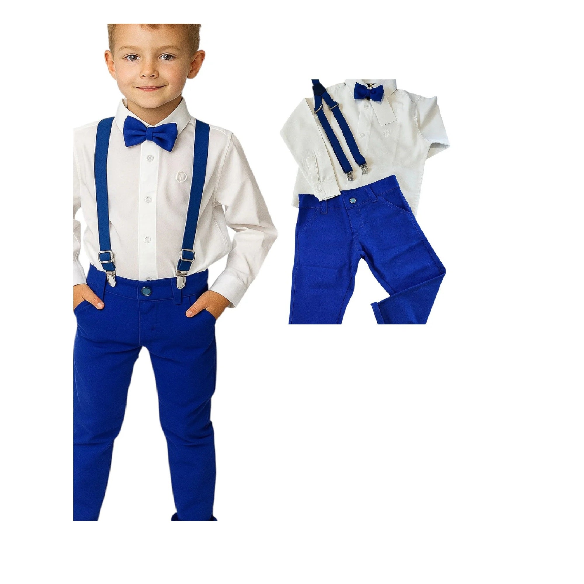 Conjunto  Manga longa Azul Royal Apresentação 1 ao 12 anos