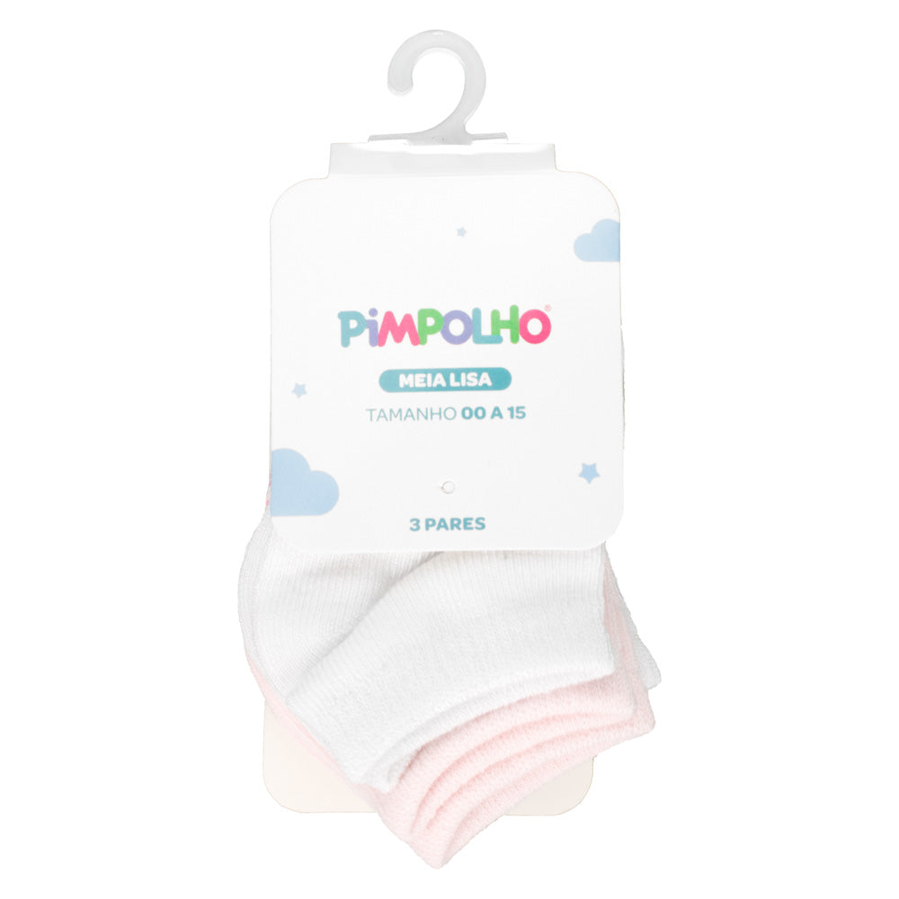 Kit 3 Meias Lisa Infantil Masculino Meninos Confortável (Atacado)