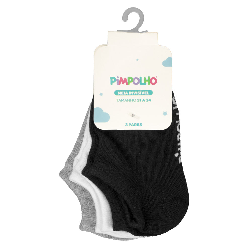 Kit 3 Pares Meias Invisível Infantil Masculino Menino Casual Sportfino