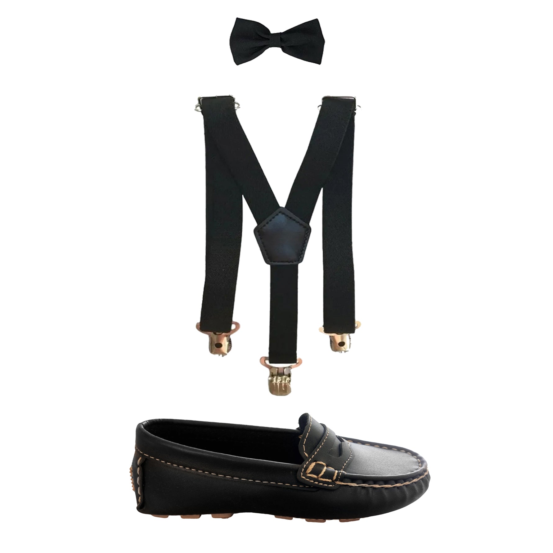 Kit Sapato Mocassim + Suspensório E Gravata Infanti Masculino Varias Cores (Atacado)