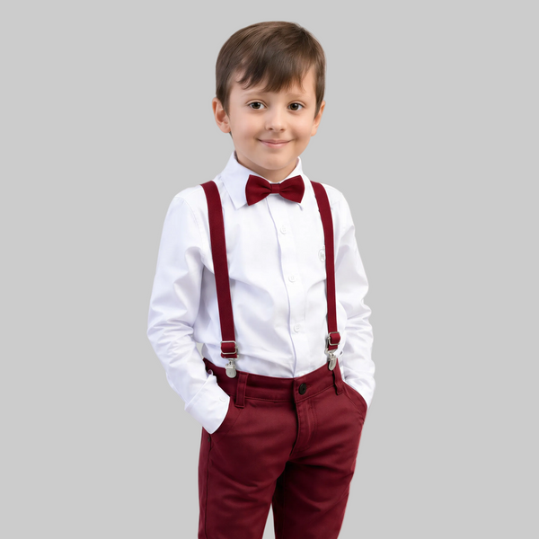 Conjunto Para Formatura e Casamento Antialérgico 100% Algodão Marsala 1 ao 8 anos