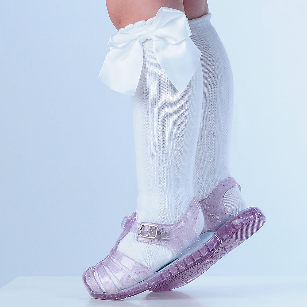 Meias Infantil Feminina 3/4 Com Laço Super Confortável (Atacado)