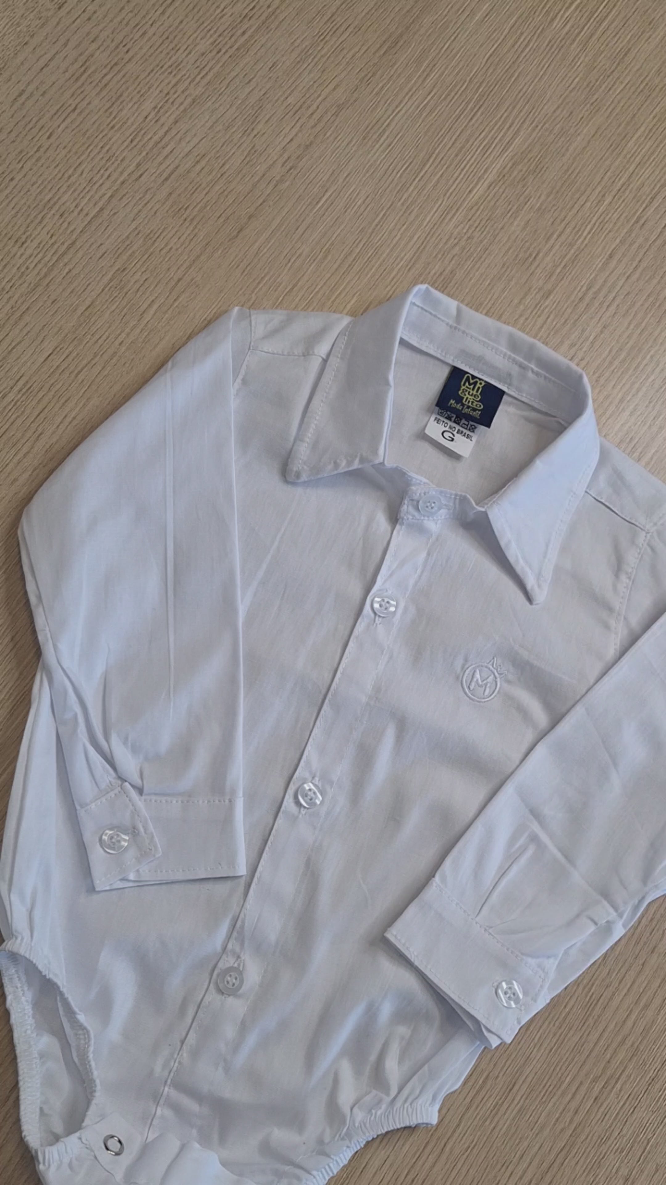 Camisa Branca Social Infantil Manga Curta Algodão P ao 8 anos