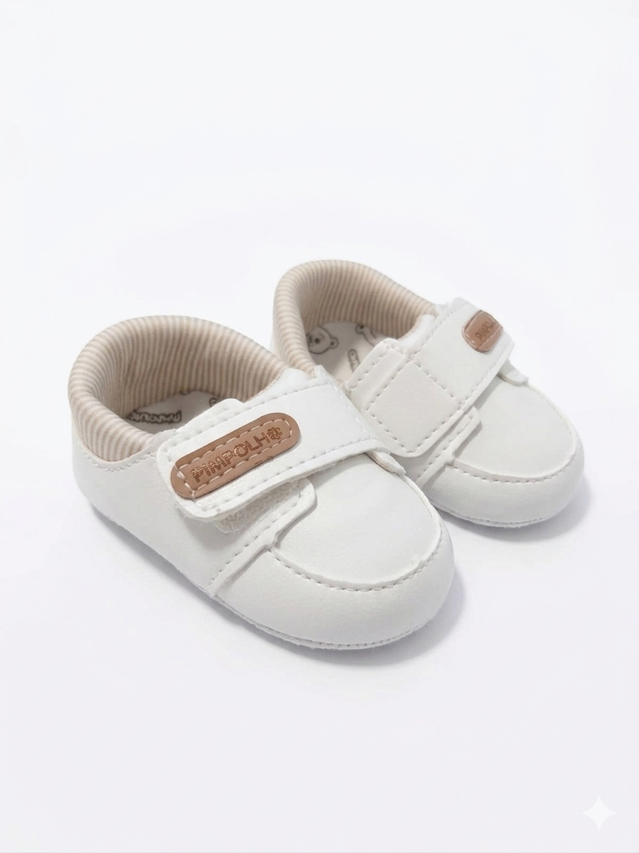 Sapatinhos de Bebê Batizado para os Primeiros Passos Branco Pimpolho