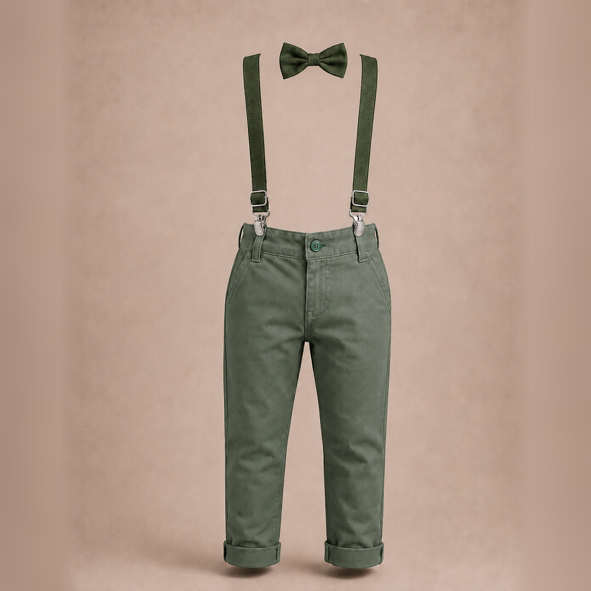 Calça Sarja Infantil Bolso Faca Elastano Gravata e Suspensório Ajustável 1 ao 16 anos