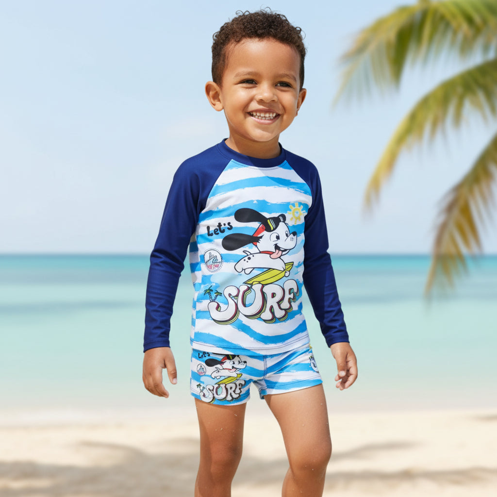 Conjunto Infantil Sunga e Camisa UV – Proteção Solar e Conforto para Praia e Piscina Menino