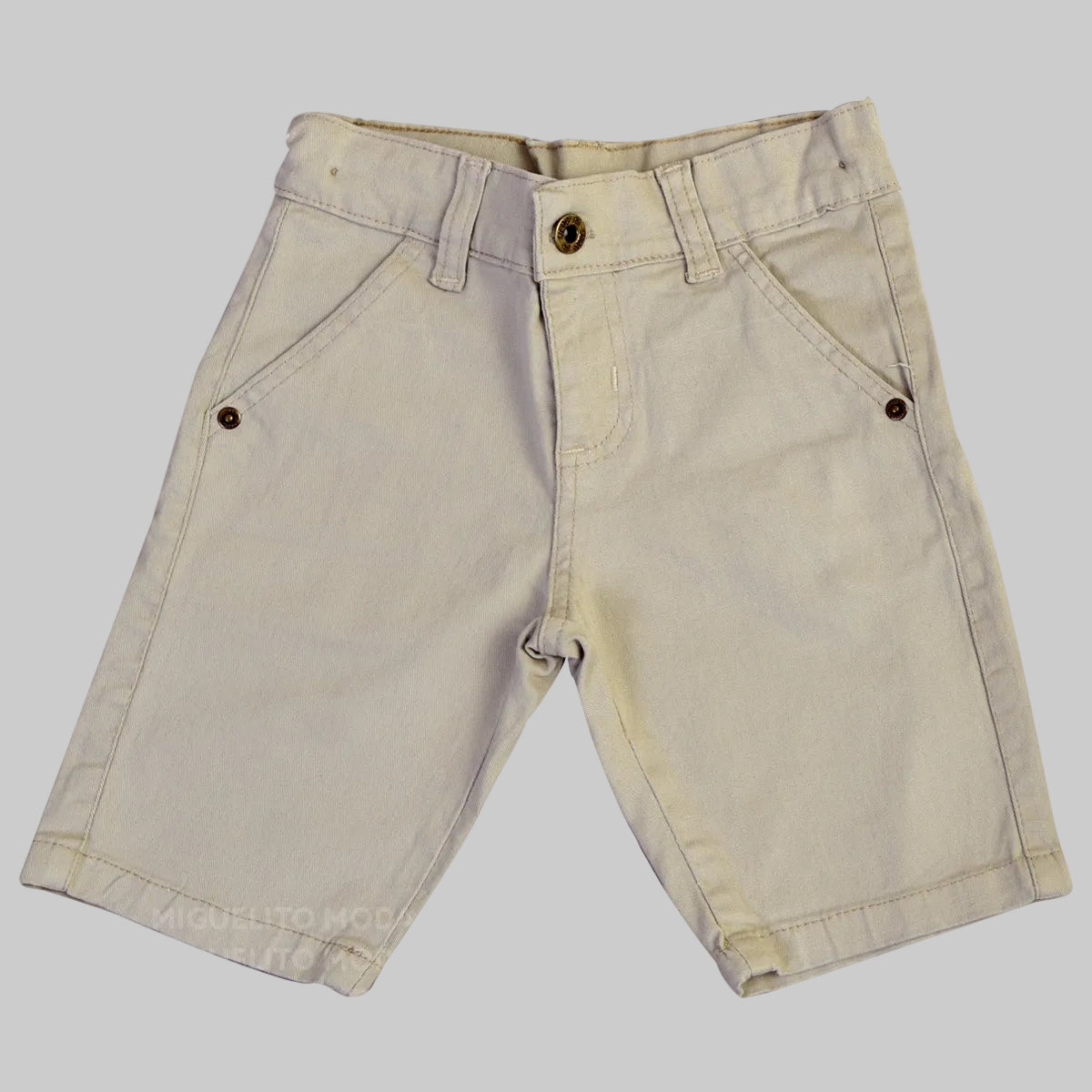 Bermuda Bege Bolso Faca Jeans Sarja Bebe Infantil