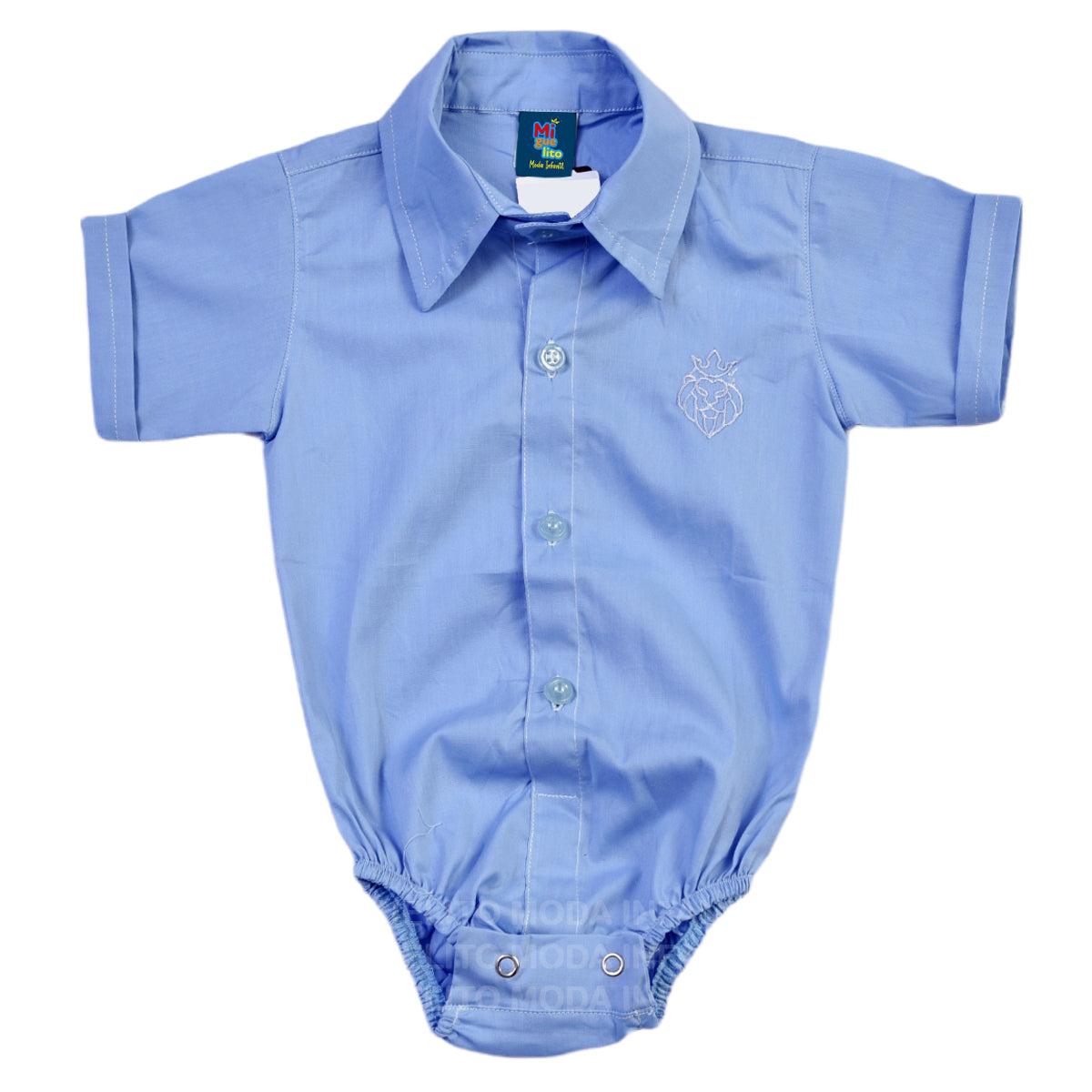 Conjunto com Sapato Menino - Gravata Borboleta - Azul Bebê Antialérgico 100% Algodão
