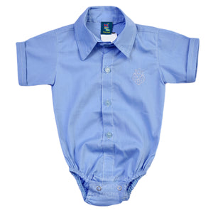 Kit Roupa Social Infantil - Camisa Azul Bebê +Bermuda Jeans