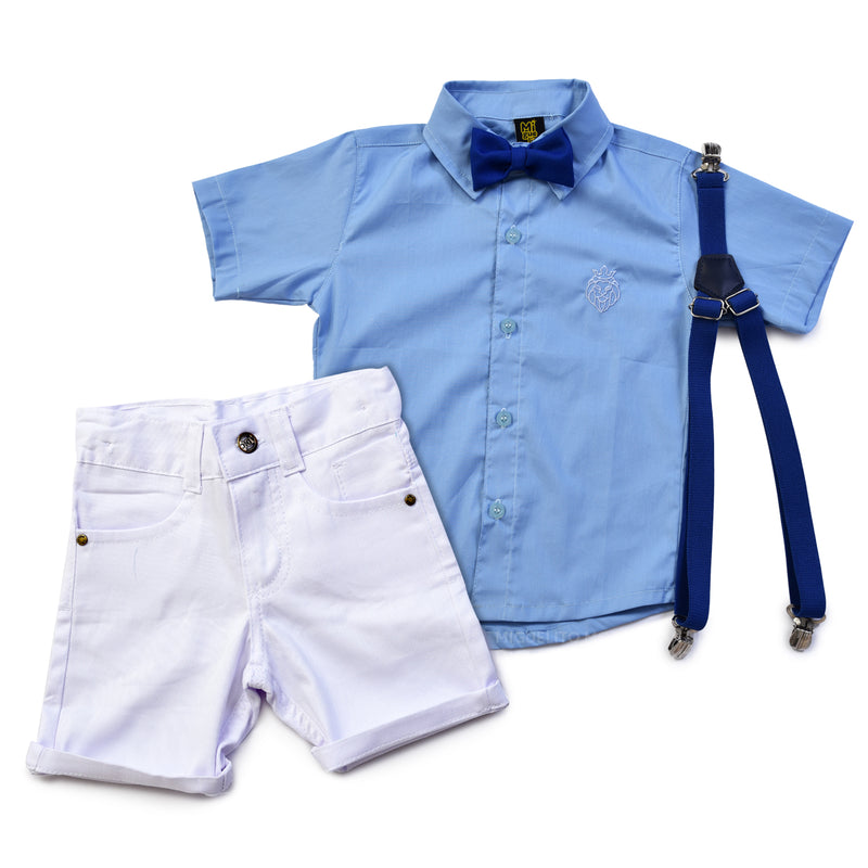 Conjunto Social Bebê Menino Batizado Infantil kit 4 peças