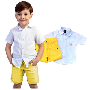 Kit Conjunto Verão - Roupa Social- Camisa e Bermuda 1 ao 8 anos
