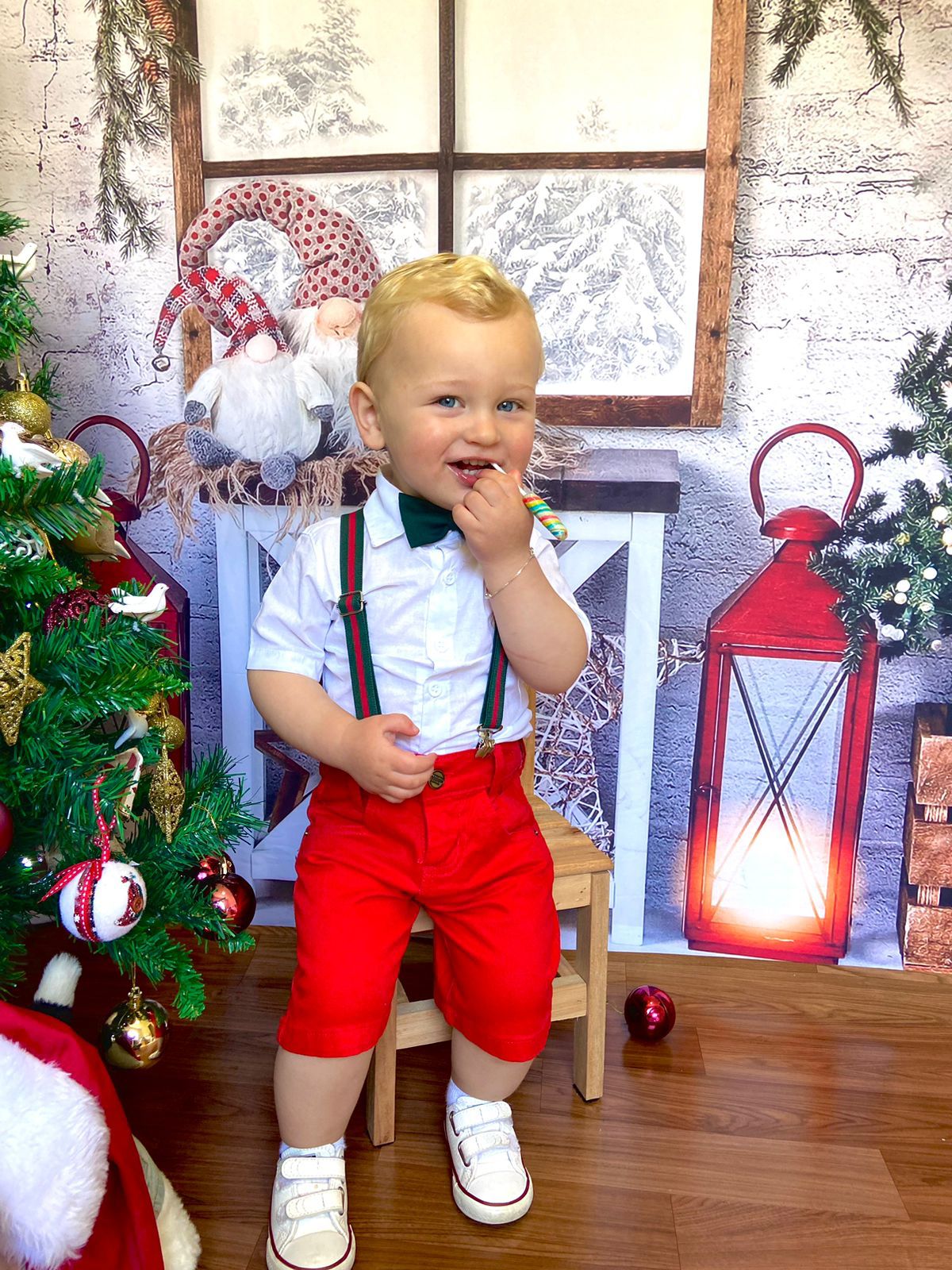 Roupa Natal Menino Infantil bebê Camisa Bermuda Gravata P ao anos