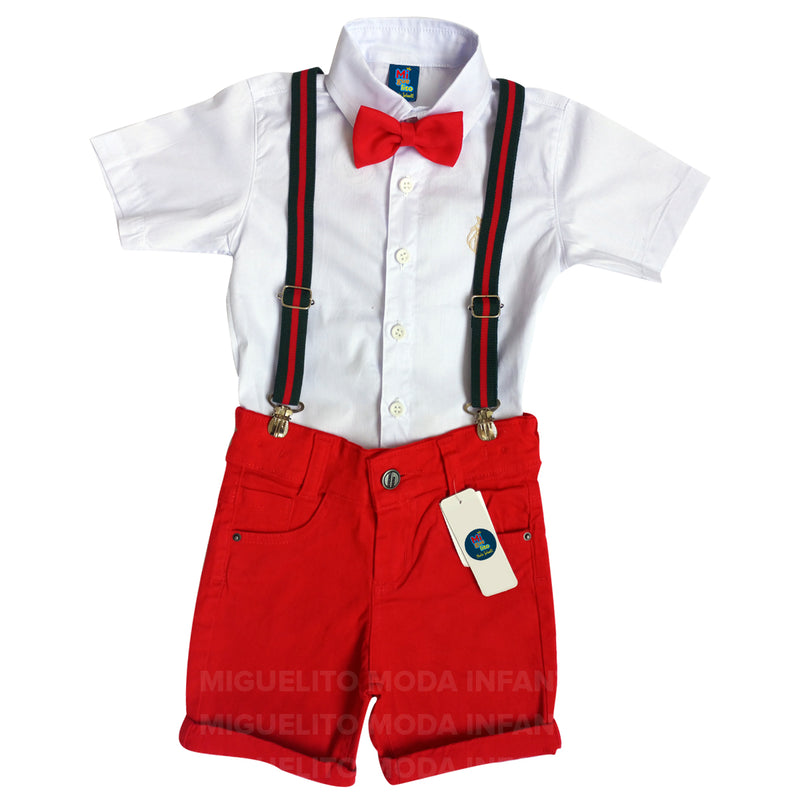 Roupa Natal Menino Infantil bebê - Camisa Bermuda Gravata