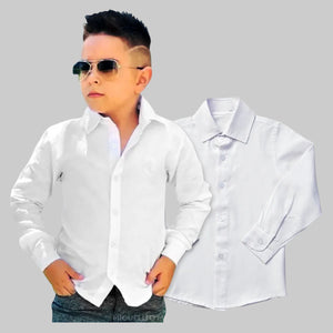 Camisa Infantil Social Manga Longa Batizado Casamento P ao 8 anos