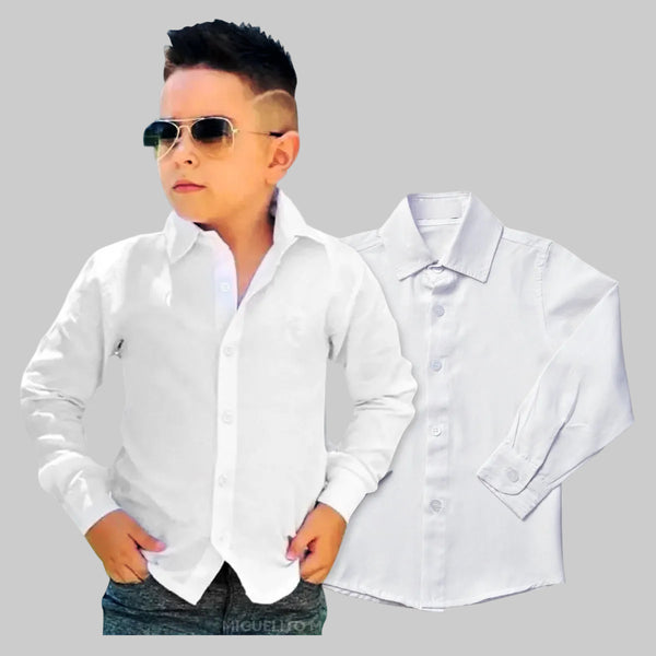 Camisa Infantil Social Manga Longa Batizado Casamento P ao 8 anos