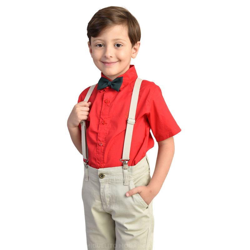 Conjunto Natal Menino Infantil bebê - Camisa Bermuda Gravata