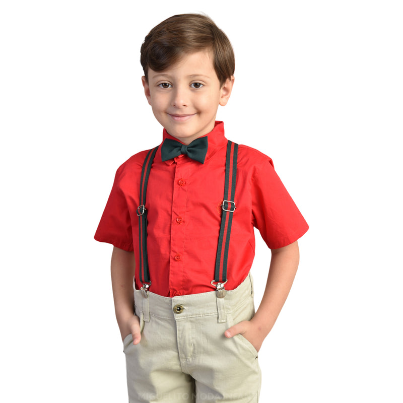 Conjunto Natal Menino Infantil bebê - Camisa Bermuda Gravata