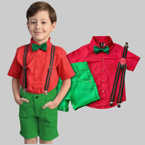 Conjunto Natal Menino Infantil bebê - Camisa Bermuda Gravata