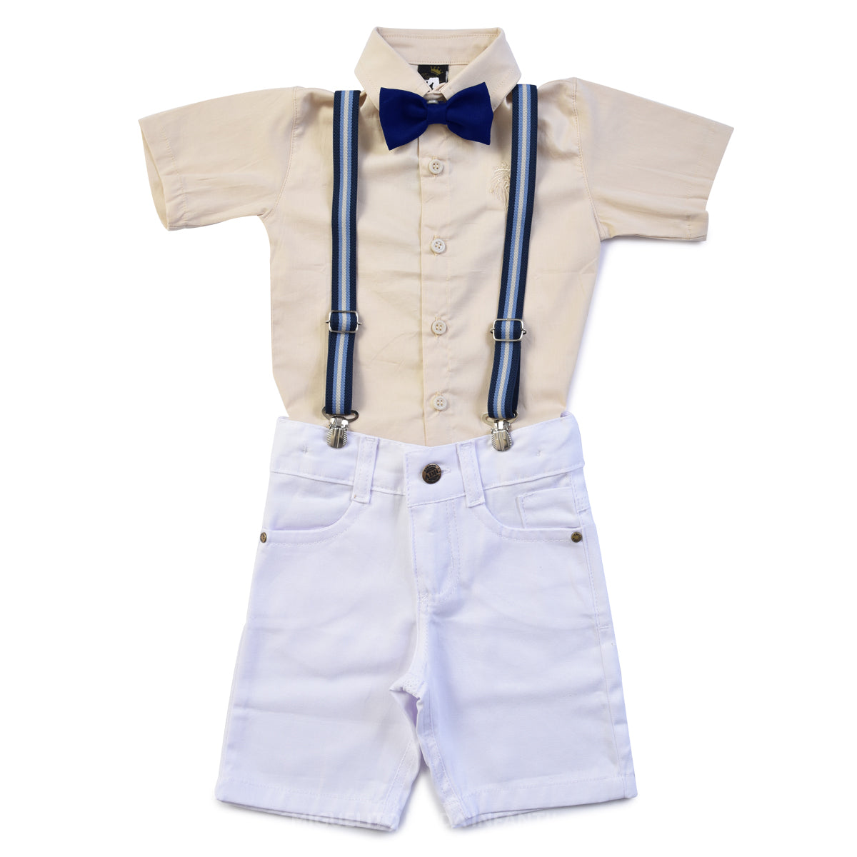 Roupa Social Infantil Masculino Camisa+ Bermuda +susp + Grav